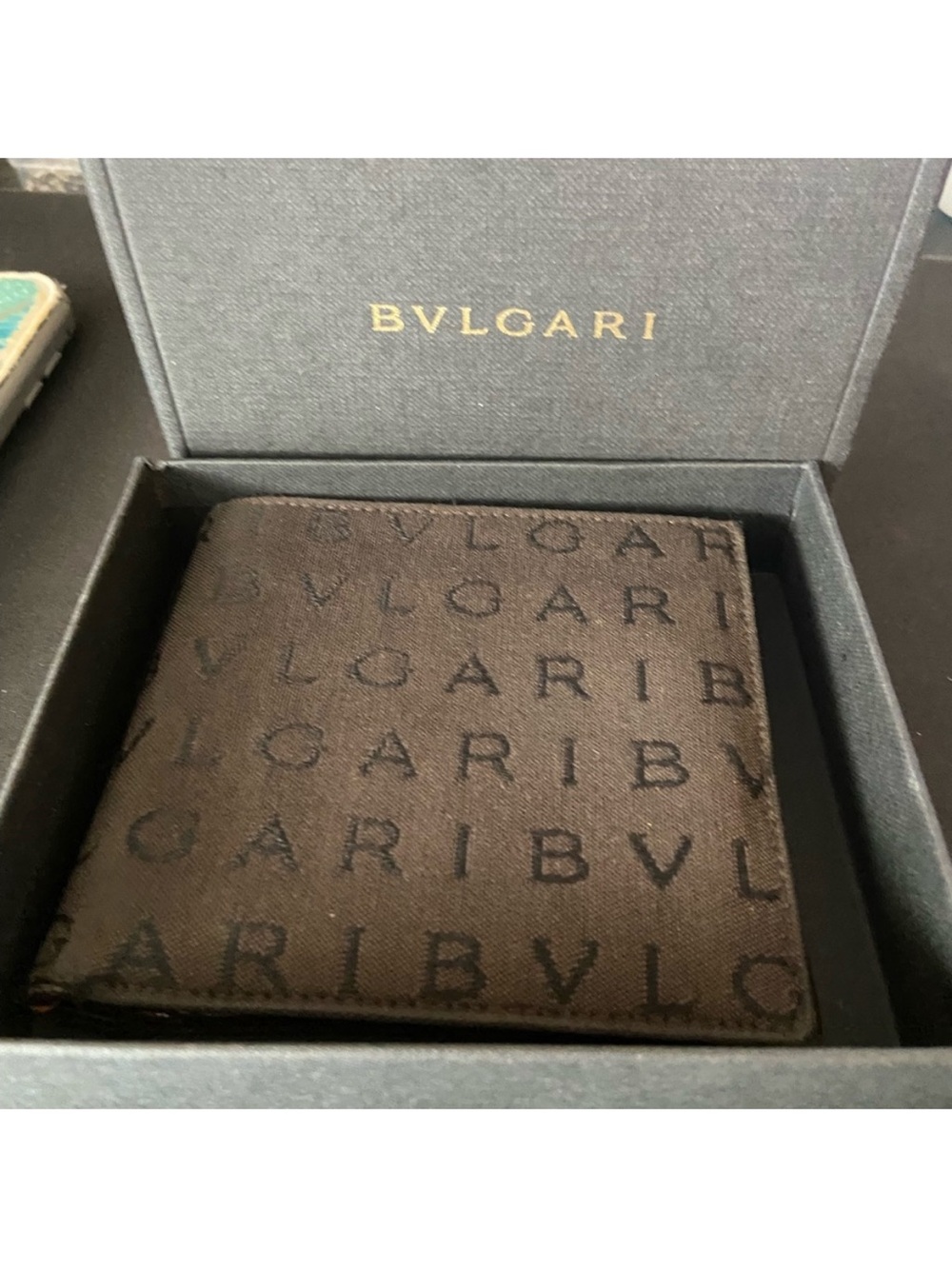 Vintage BVLGARI Logomania Canvas & Leather Bifold Wallet – EUC with Original Box